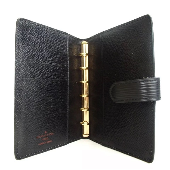 AUTH Louis Vuitton Black Epi Leather Agenda Notebook Passport Cover Card Holder - Picture 5 of 9